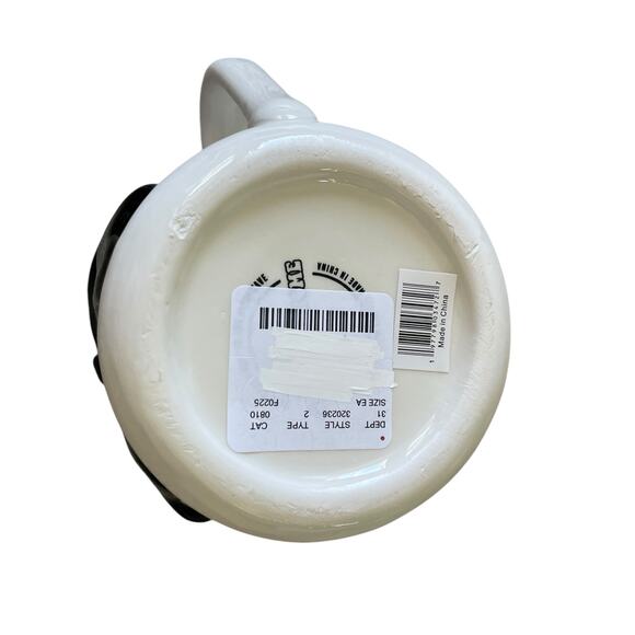 Sheffield Home Hand Painted Large Black Bow Embossed Mug Set of 2 White New - Picture 10 of 15